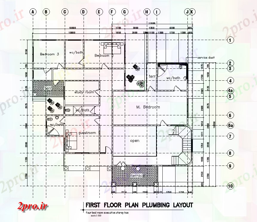 دانلود نقشه جزئیات لوله کشی لوله کشی طرحی از 22x20m اولین طرحی خانه طبقه   (کد168905)