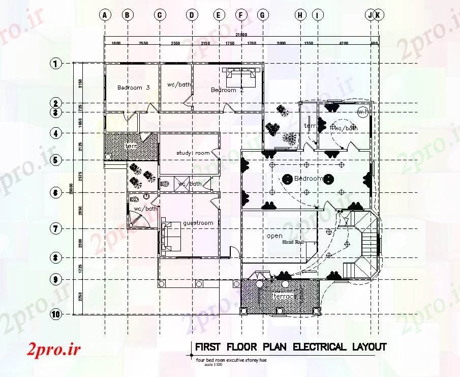 دانلود نقشه برق مسکونی طرحی برق از اولین طرحی خانه طبقه 22x20m 49 در 53 متر (کد168907)