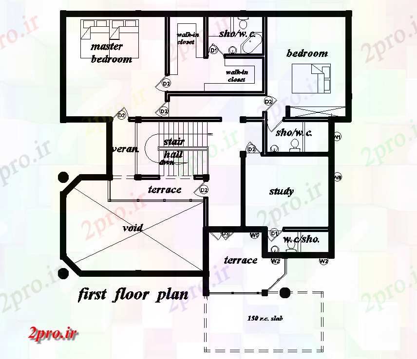 دانلود نقشه خانه های کوچک ، نگهبانی ، سازمانی - لوکس اول طرحی طبقه ویلا   (کد168919)