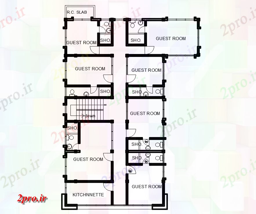 دانلود نقشه ساختمان اداری - تجاری - صنعتی طرحی ساختمان اداری کوچک 13 در 20 متر (کد168930)