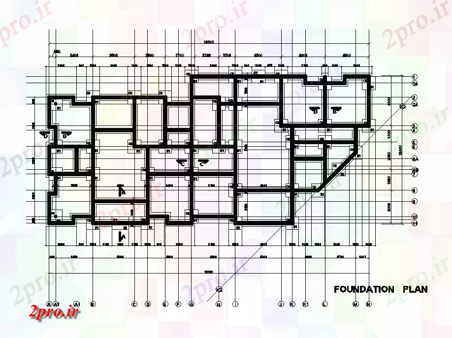 دانلود نقشه مسکونی  ، ویلایی ، آپارتمان  طرحی بنیاد از طرحی خانه 30x14m   (کد169028)
