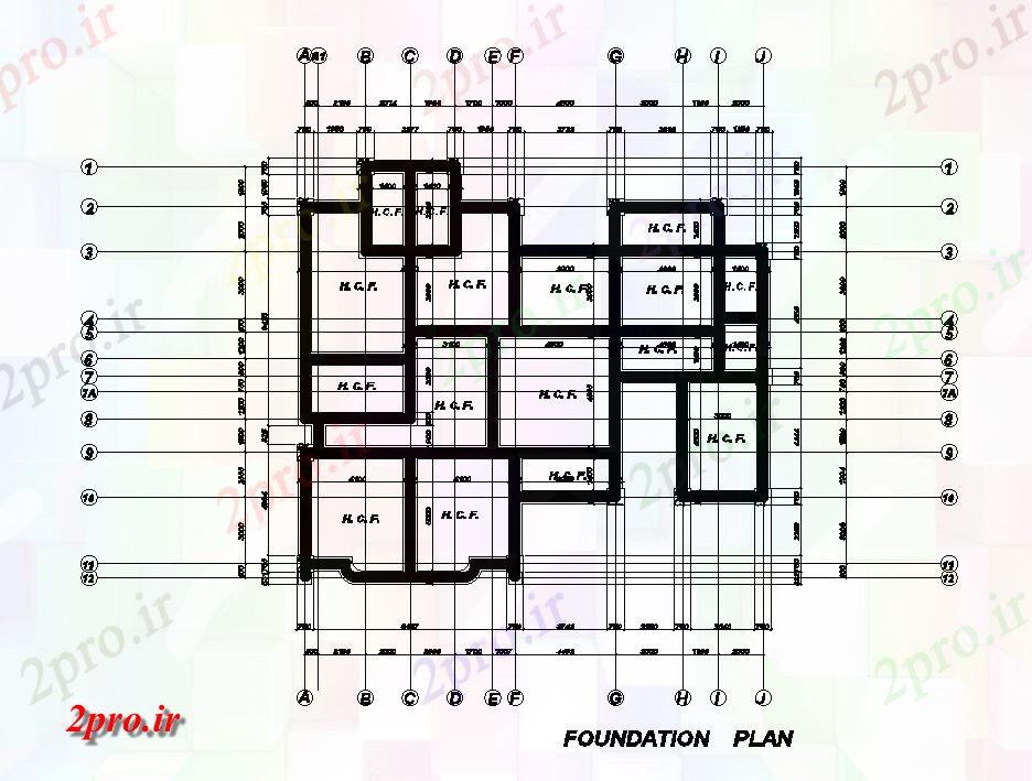 دانلود نقشه مسکونی  ، ویلایی ، آپارتمان  طرحی بنیاد از طرحی خانه 20x19m   (کد169048)