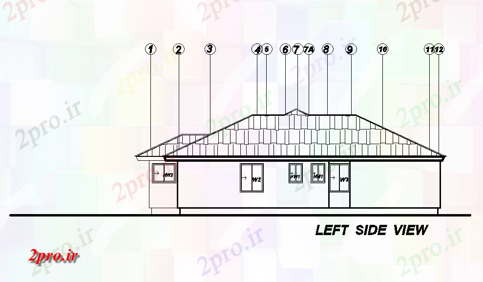 دانلود نقشه مسکونی  ، ویلایی ، آپارتمان  سمت چپ  نما طرحی خانه 20x19m   (کد169051)