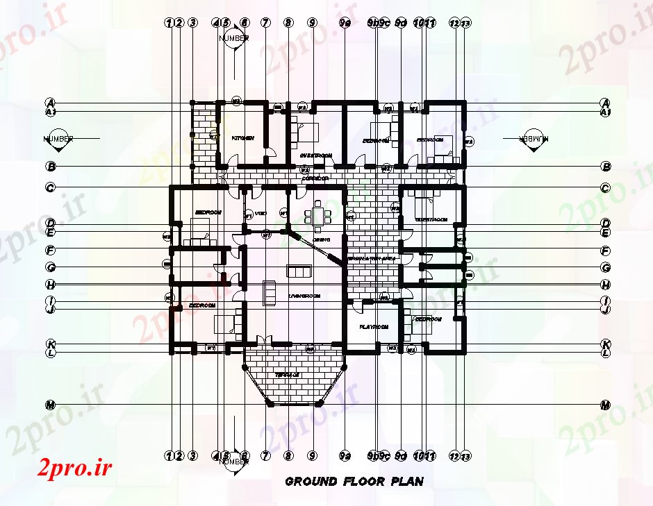 دانلود نقشه مسکونی  ، ویلایی ، آپارتمان  طرحی خانه 20x22m   (کد169052)