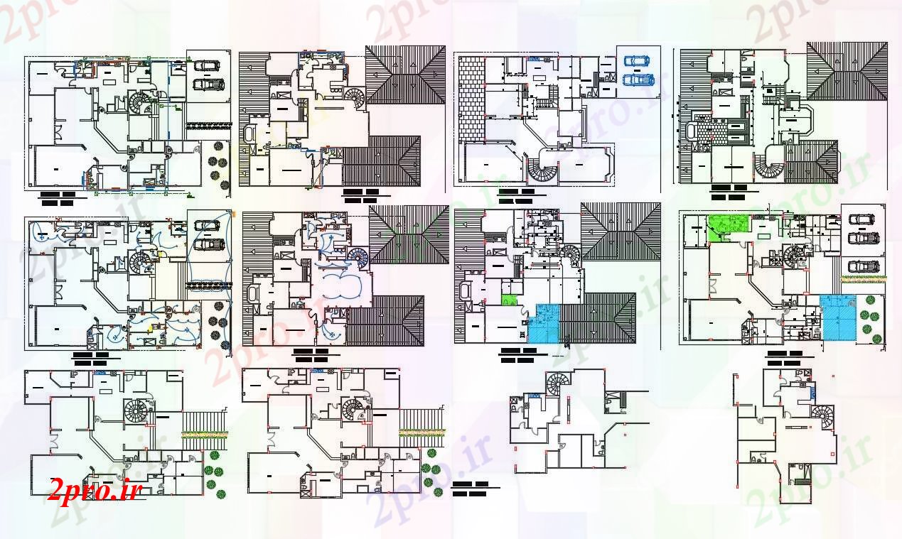 دانلود نقشه خانه های کوچک ، نگهبانی ، سازمانی - پارکینگ ماشین ویلایی معماری طرحی   (کد169069)