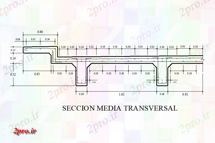 دانلود نقشه جزئیات ساخت پل Seccion رسانه های عرضی جزئیات بخش پل ارائه     (کد169104)