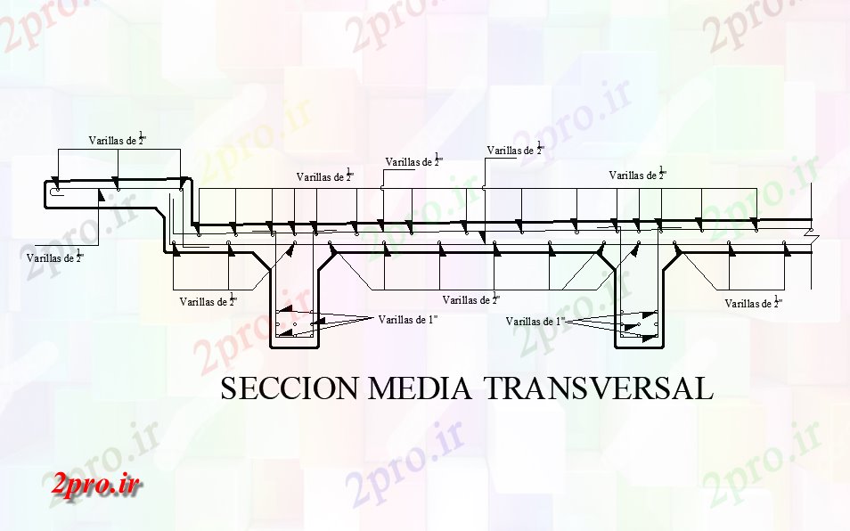 دانلود نقشه جزئیات ساخت پل Seccion رسانه های عرضی جزئیات بخش پل مشتق     (کد169106)