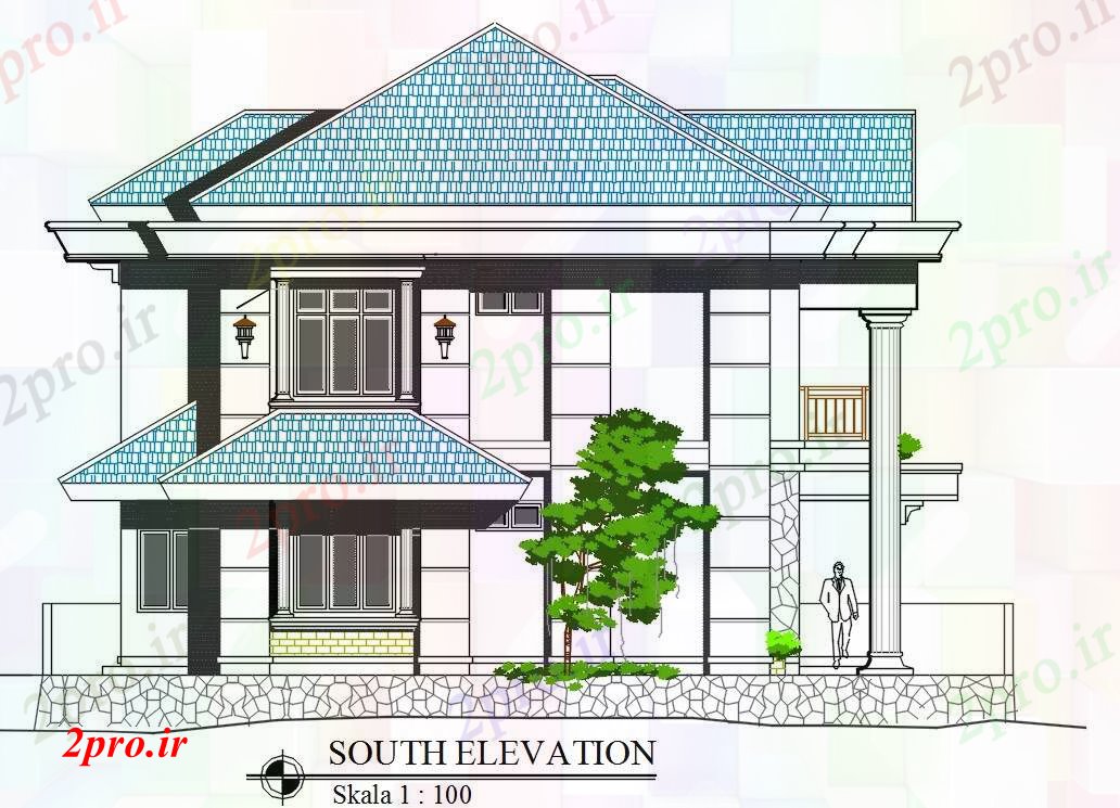 دانلود نقشه خانه های کوچک ، نگهبانی ، سازمانی - معماری ساختمان خانه جنوبی نما Design  (کد169115)