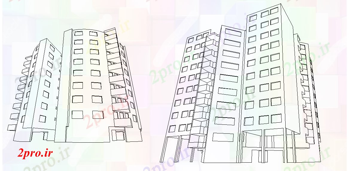 دانلود نقشه مسکونی  ، ویلایی ، آپارتمان  نما ساختمان های مسکونی   (کد169168)