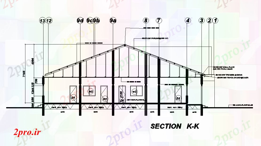 دانلود نقشه پلان مقطعی برگشت دیدگاه بخش جانبی طرحی خانه 20x22m  (کد169173)