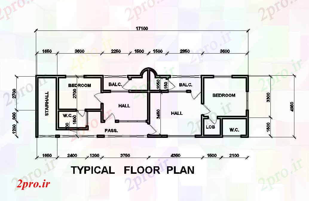 دانلود نقشه مسکونی  ، ویلایی ، آپارتمان  x5m اول طرحی طبقه       (کد169192)