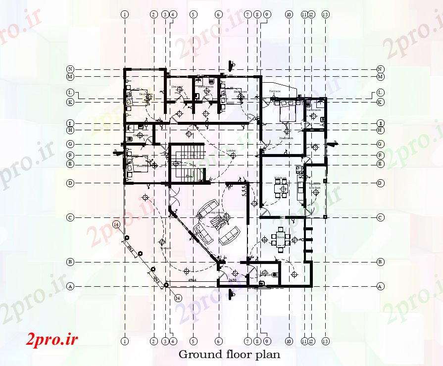 دانلود نقشه مسکونی  ، ویلایی ، آپارتمان  طرحی خانه 25x27m   (کد169201)