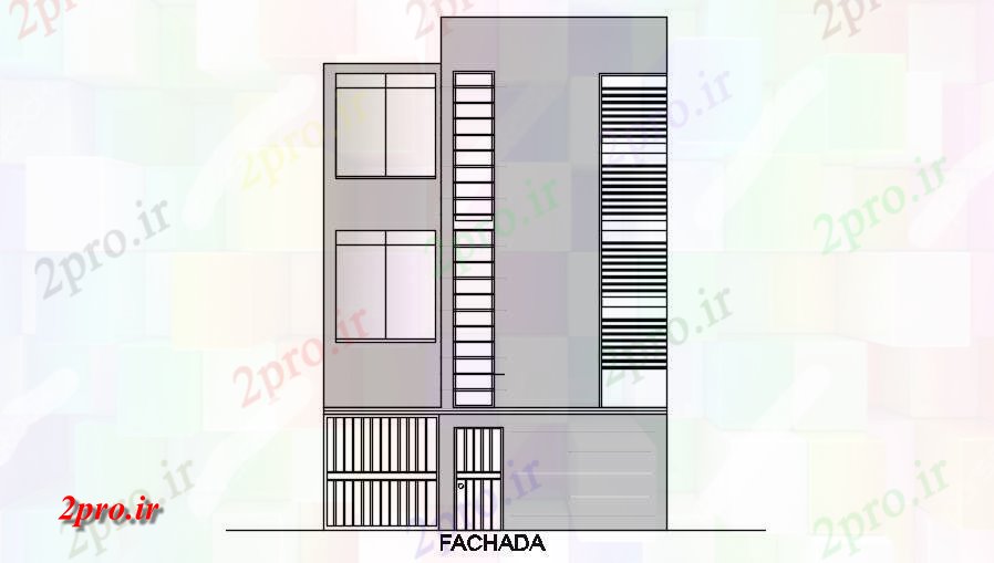 دانلود نقشه مسکونی  ، ویلایی ، آپارتمان  ساختمان خانه جبهه نمای  (کد169238)