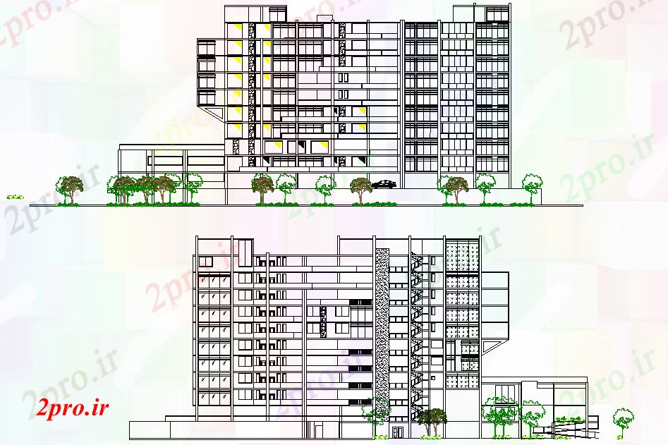 دانلود نقشه مسکونی  ، ویلایی ، آپارتمان  آپارتمان ساختمان معماری نمای  (کد169253)