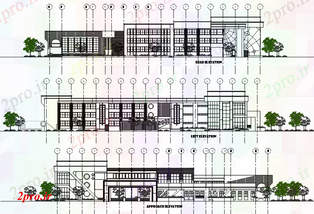 دانلود نقشه ساختمان اداری - تجاری - صنعتی معماری کتابخانه ساختمان نمای  (کد169266)