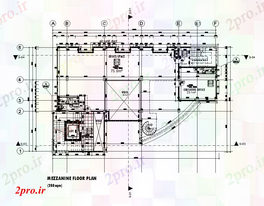 دانلود نقشه ساختمان اداری - تجاری - صنعتی x17m اشکوب کوتاه طرحی دفتر طبقه draiwing اتوکد 15 در 24 متر (کد169269)