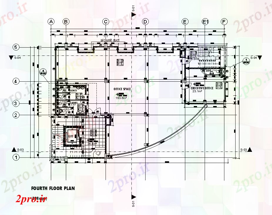 دانلود نقشه ساختمان اداری - تجاری - صنعتی x17m چهارم طرحی دفتر طبقه اتوکد draiwing در حال حاضر 15 در 24 متر (کد169271)