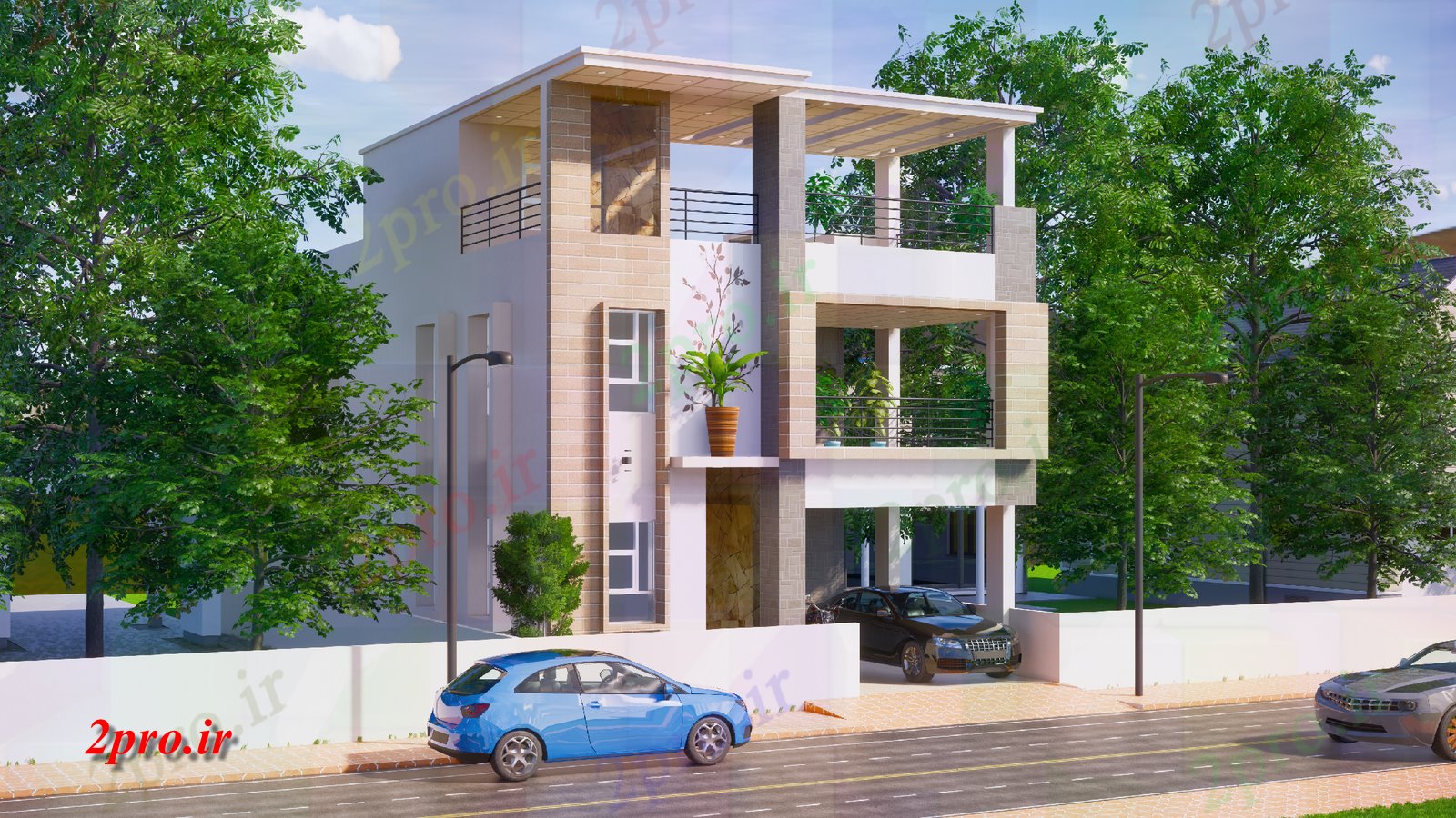 دانلود نقشه مسکونی  ، ویلایی ، آپارتمان  G + 1 تریدی طراحی نما خانه فوق العاده با پنت هاوس  Revit و  این  طراحی Revit و در  com (کد169316)