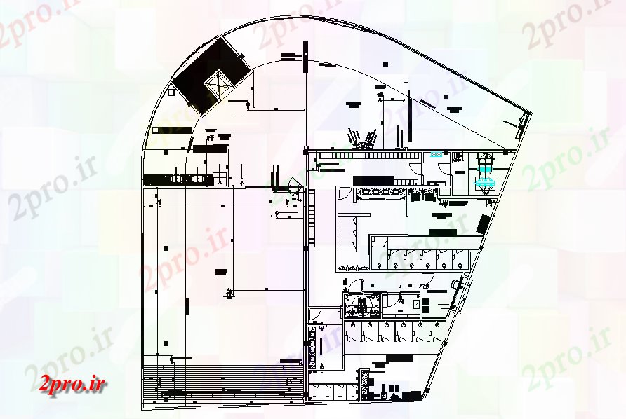 دانلود نقشه ساختمان اداری - تجاری - صنعتی اتاق دوش و توالت طرحی 21 در 23 متر (کد169372)