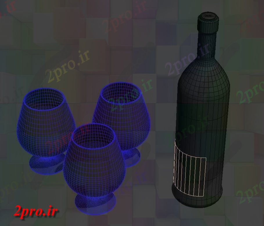 دانلود تری دی  D طراحی  از بطری شیشه ای سه با شربت در D MAX فایل کد  (کد20253)