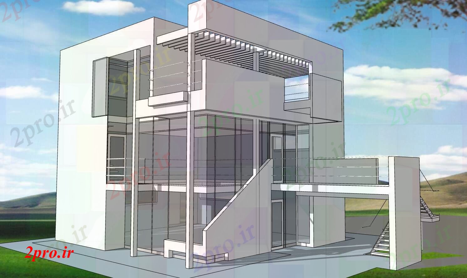 دانلود تری دی  معاصر خانه شیشه ای کد  (کد20872)