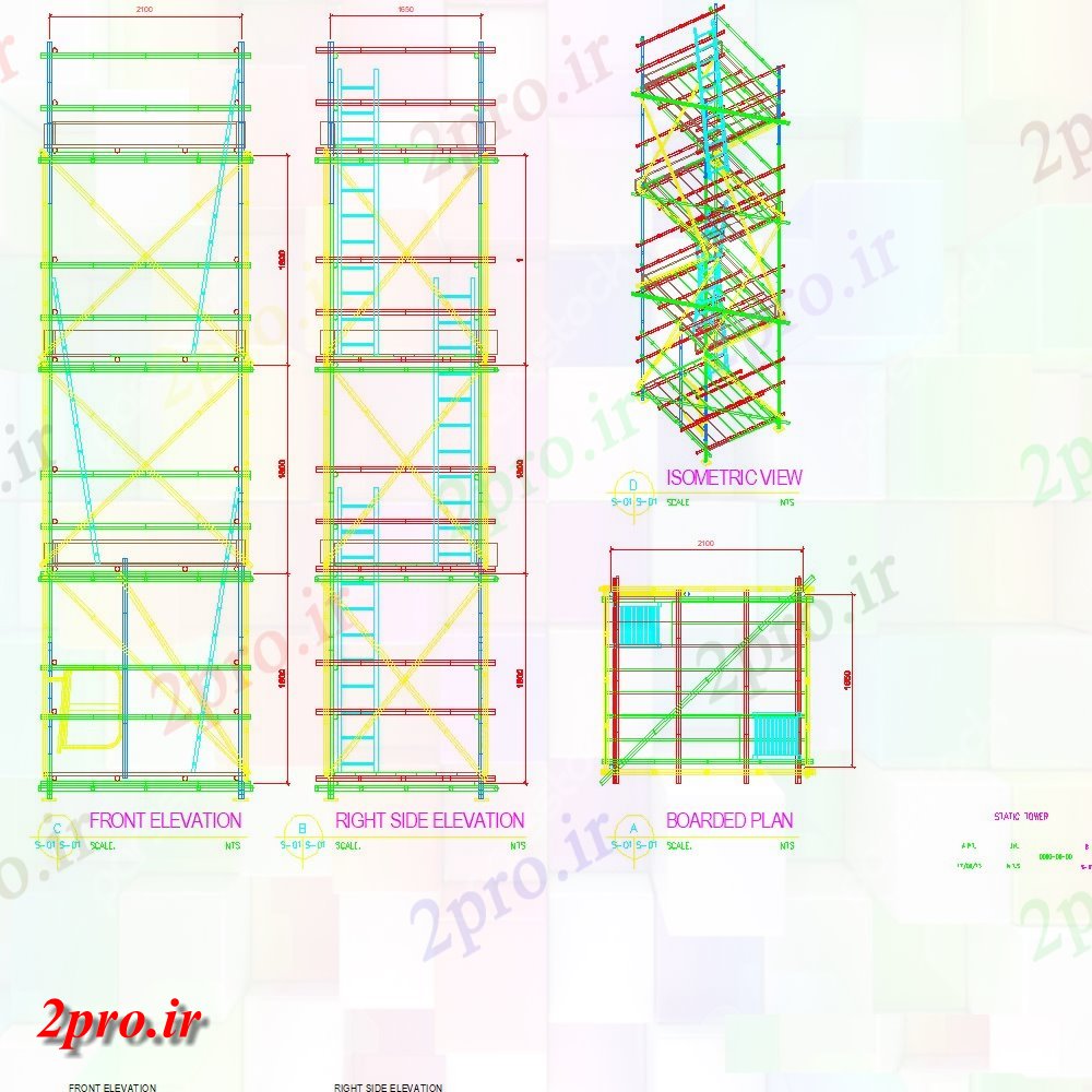 دانلود تری دی طراحی 3D برج استاتیک برای 1200x1650 اندازه (کد21274)