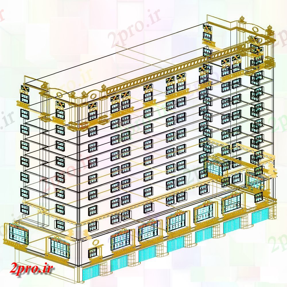 دانلود تری دی نمایش 3D از بلند ساخت فایل DWG (کد21466)