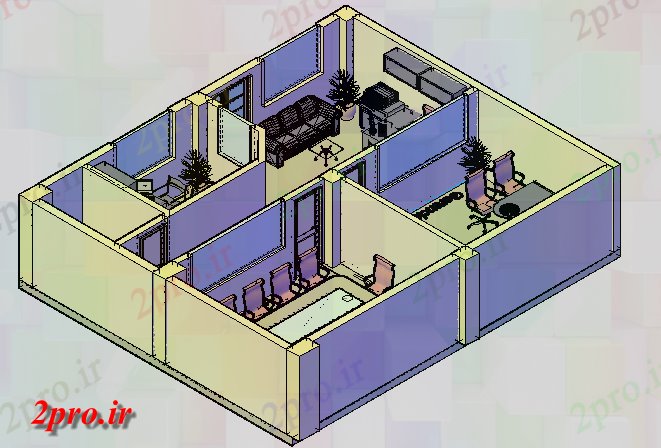 دانلود تری دی  دفتر داخلی نمایش D از کابین  کد  (کد21469)