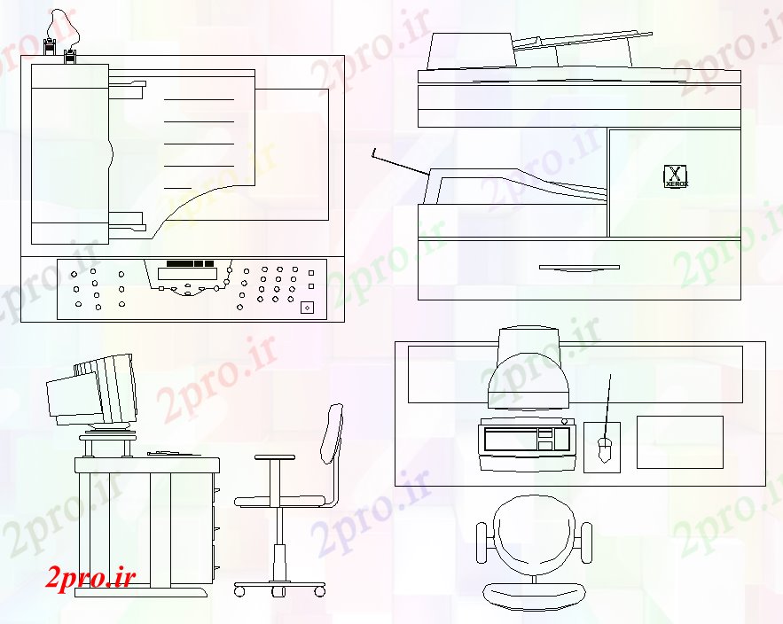 دانلود تری دی  کامپیوتر table- میز chair- فایل ارتفاع dwg کد  (کد21506)