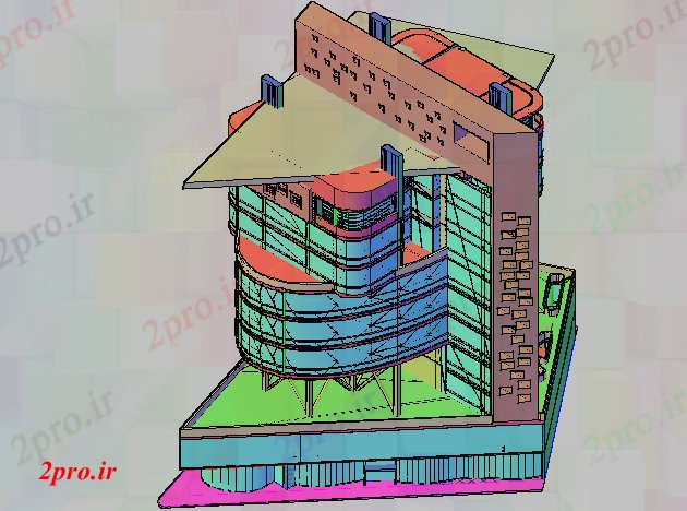 دانلود تری دی  نمایش D از ساختمان بلند از فایل dwg ایران کد  (کد21508)