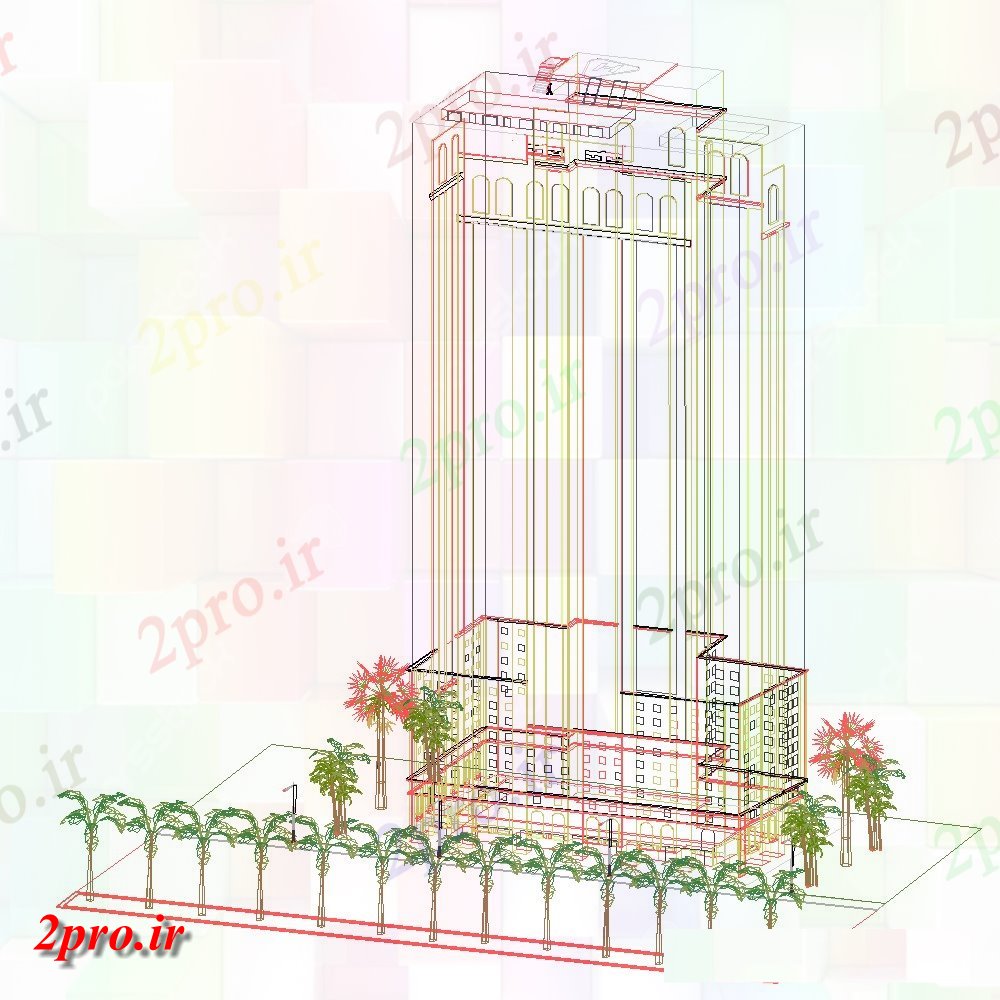 دانلود تری دی 3D نظر ساختمان تجاری فایل DWG (کد21590)