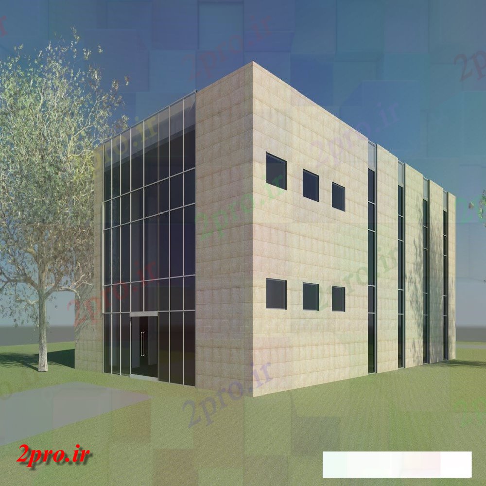 دانلود تری دی 3 D ساختمان تجاری ارتفاع طرح جزئیات فایل DWG (کد21640)