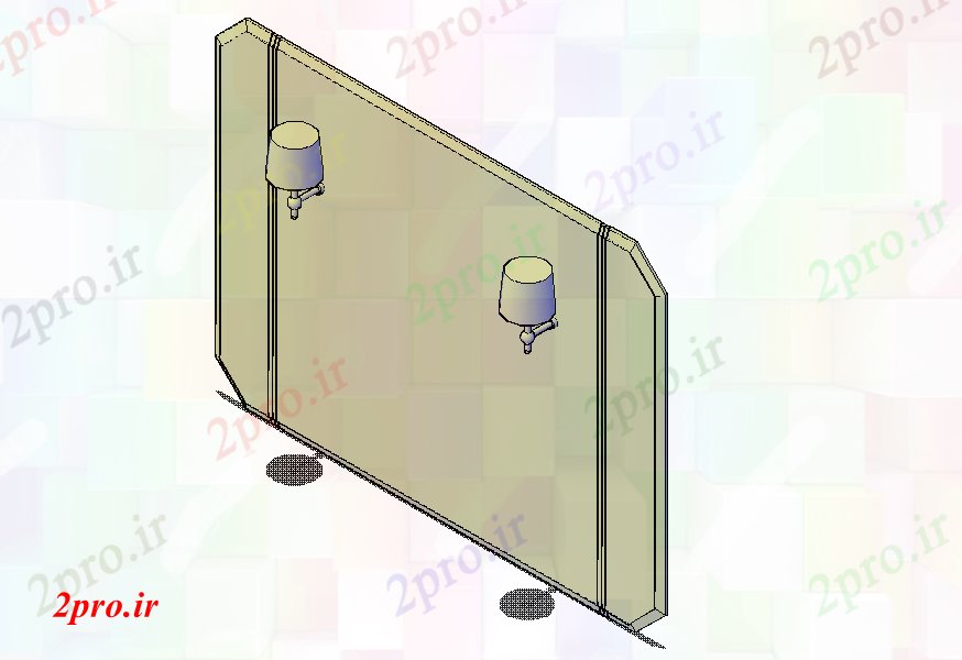 دانلود تری دی  آینه حمام با جزئیات D لامپ کد  (کد21670)