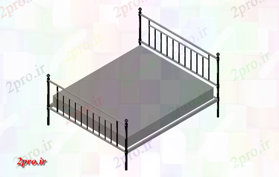 دانلود تری دی ارتفاع  بالا از یک تخت دو نفره کد  (کد21688)