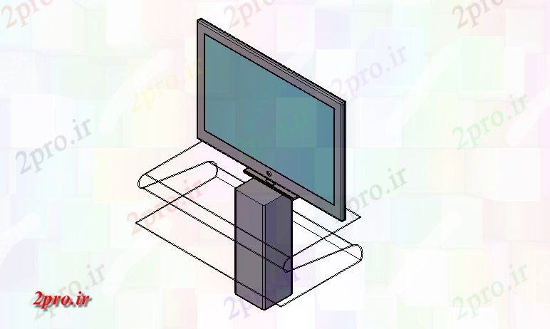 دانلود تری دی  میز تلویزیون D شیشه ای کد  (کد21738)