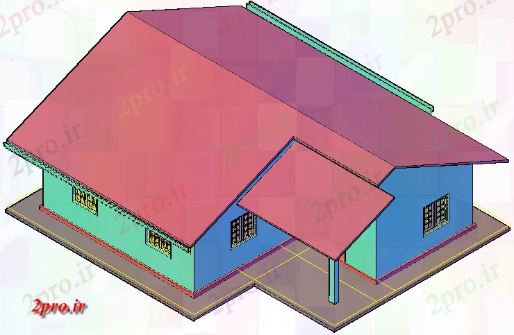 دانلود تری دی  طرح خانه  D فایل dwg مشاهده جزئیات کد  (کد21756)