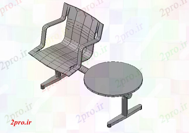دانلود تری دی  صندلی با میز D کد  (کد21836)
