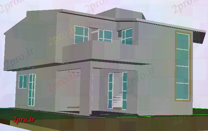 دانلود تری دی  خانه دو ارتفاع در  D طرح جزئیات فایل dwg کد  (کد21928)