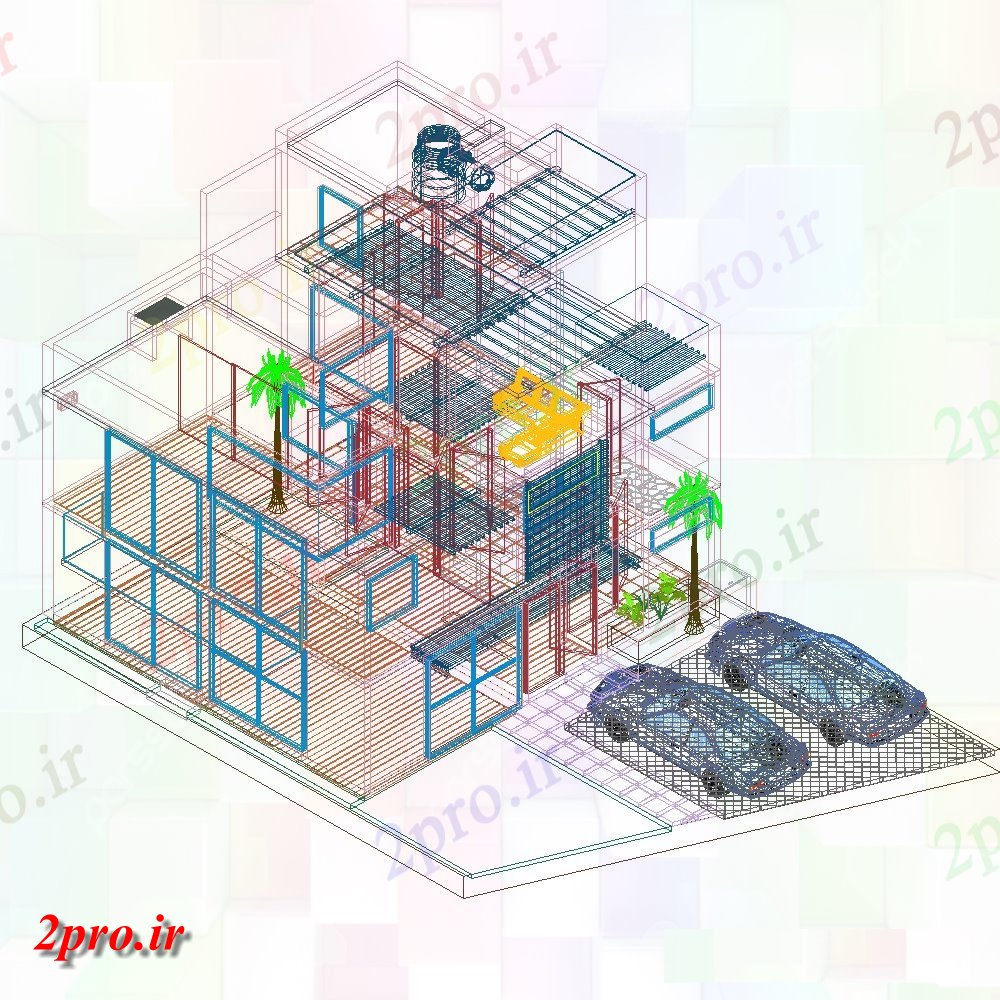 دانلود تری دی 3 D طرح خانه های مسکونی فایل DWG جزئیات (کد21930)