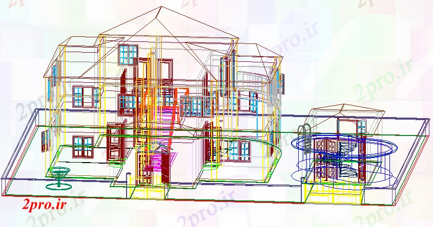 دانلود تری دی  خانه خانواده در  D طرح جزئیات فایل dwg کد  (کد22015)