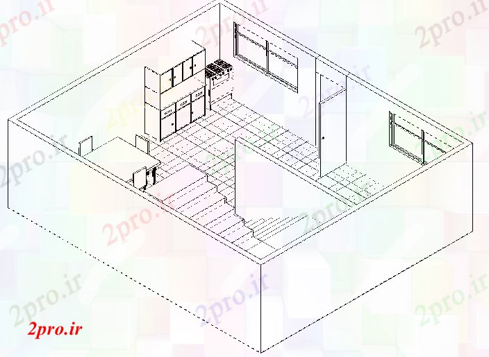 دانلود تری دی  آپارتمان  D فایل dwg طرح خانه جزئیات کد  (کد22016)