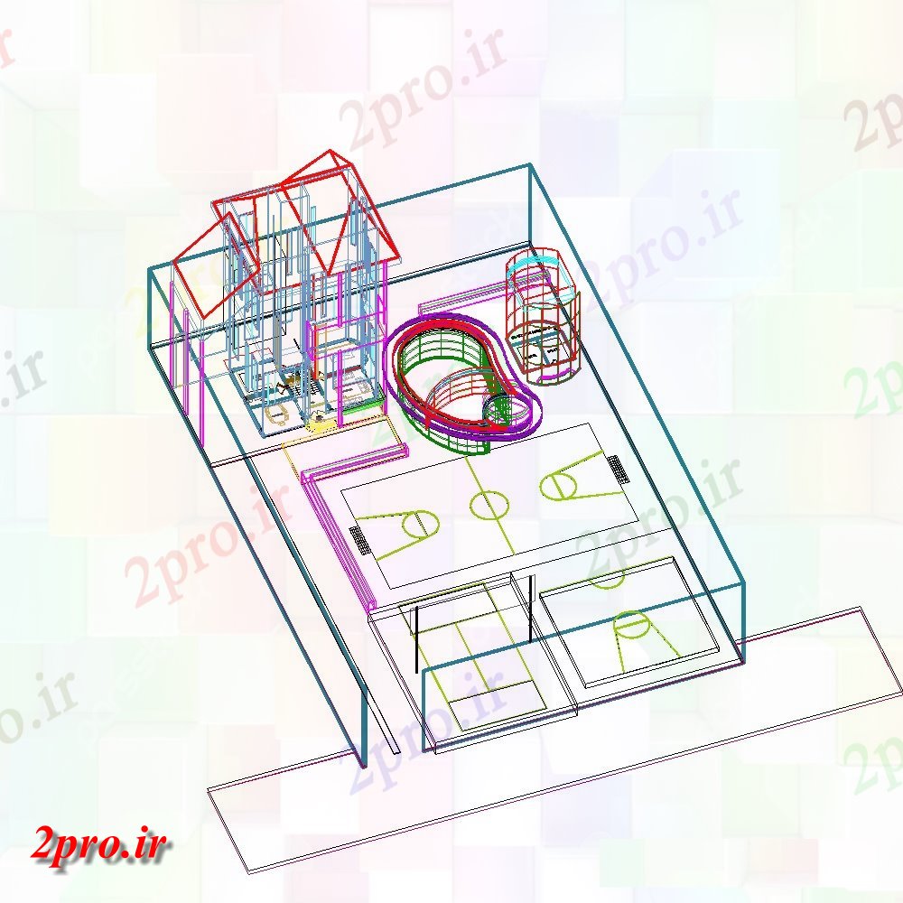 دانلود تری دی خانه 3D نمایش فایل های DWG طراحی (کد22129)