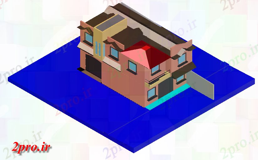 دانلود تری دی  استعمار خانه d قطعه فایل dwg طراحی کد  (کد22247)