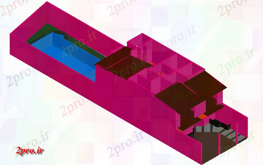 دانلود تری دی  خانه طراحی D با نمایش های معماری فایل dwg کد  (کد22289)