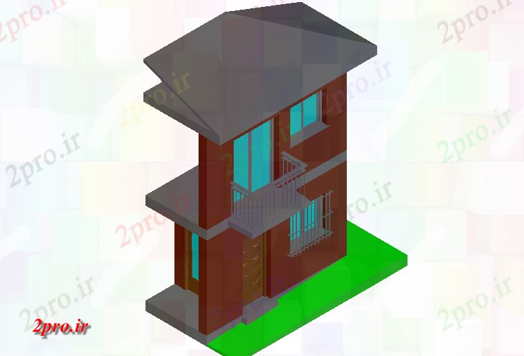 دانلود تری دی  House نمایش D با نمایش های معماری فایل dwg کد  (کد22298)