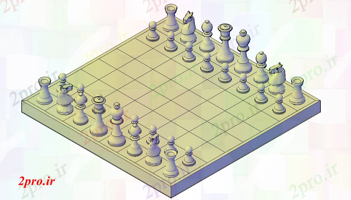 دانلود تری دی  شطرنج طرح مجموعه فایل dwg جزئیات. کد  (کد22333)