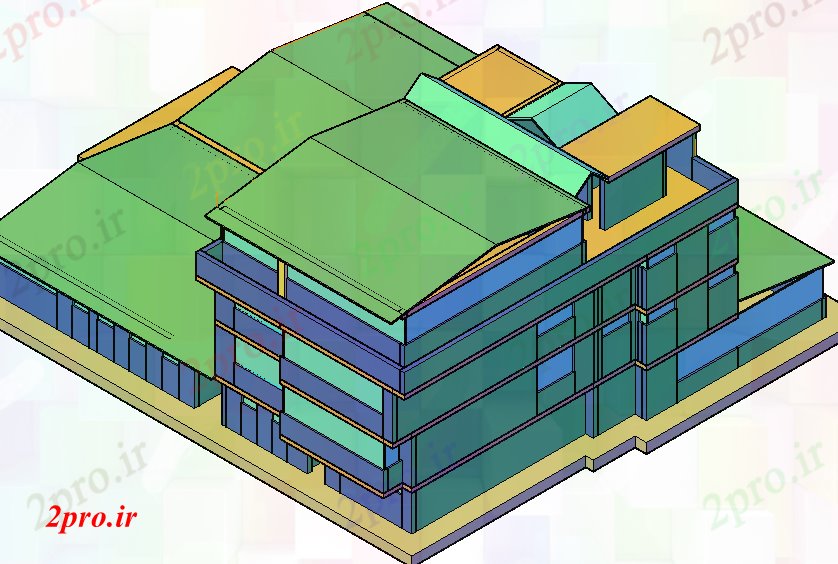 دانلود تری دی   D خانه چهار طبقه طرح جزئیات کد  (کد22511)