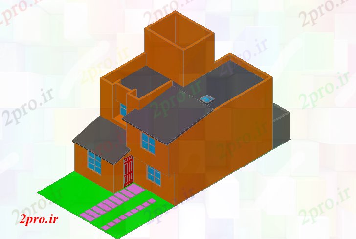 دانلود تری دی  D ارتفاع خانه فایل dwg کد  (کد22597)