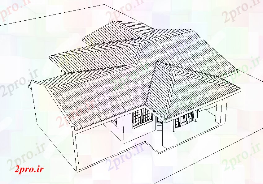 دانلود تری دی   D سقف طرح خانه خانواده فایل dwg جزئیات کد  (کد22696)