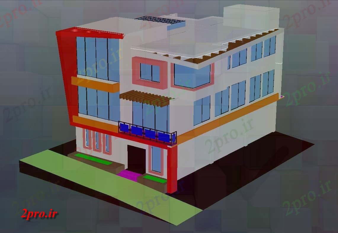 دانلود تری دی  داستان سه طراحی خانه قرمز مدل D جزئیات طراحی    کد  (کد22832)